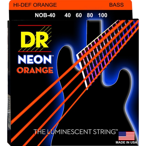 Neon Orange Coated Bass Strings, Light