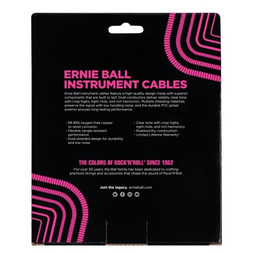 Ernie Ball 30' Coiled Straight / Straight Instrument Cable - Black