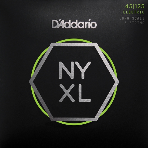 D'Addario NYXL45125 Nickel Wound Bass Guitar Strings, 5-String Lt Top/Medium Bottom, Long Scale