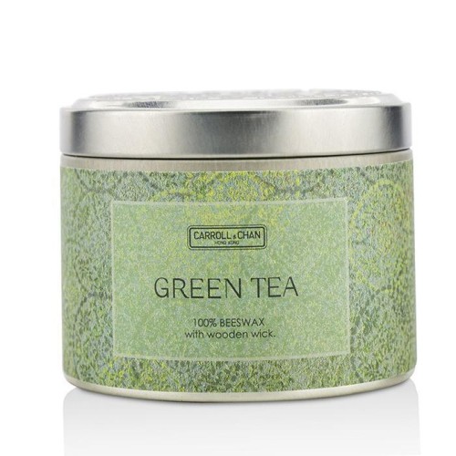 Tin Can 100% Beeswax Candle with Wooden Wick - Green Tea - cm