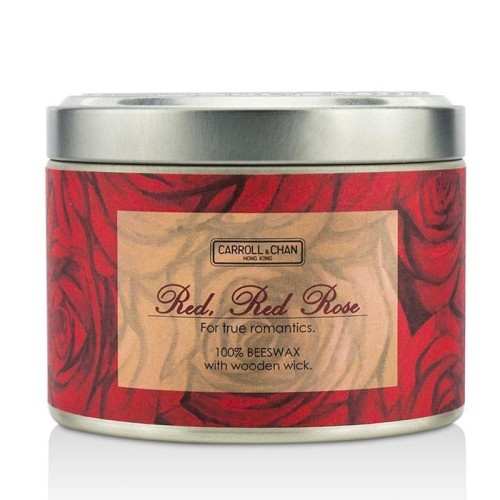 Tin Can 100% Beeswax Candle with Wooden Wick - Red, Red Rose - cm