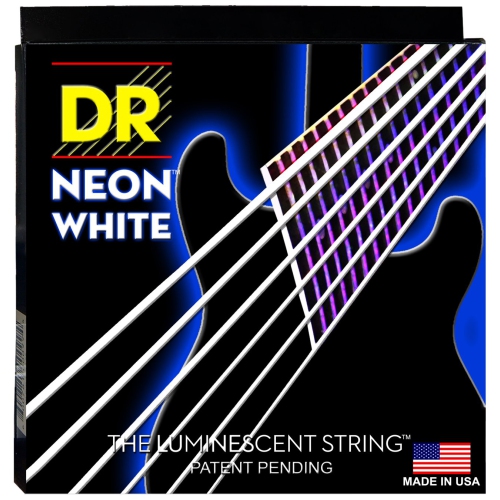 DR Handmade Strings Neon White Coated Electric Guitar Strings, Medium
