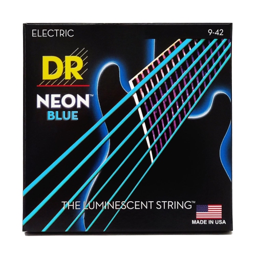 DR Handmade Strings Neon Blue Coated Electric Guitar Strings, Light