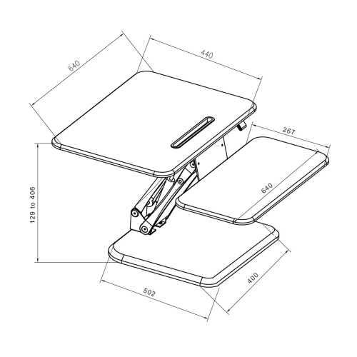 Boost Industries STS-DR25P 25" Sit to Stand Pedestal Desk Riser