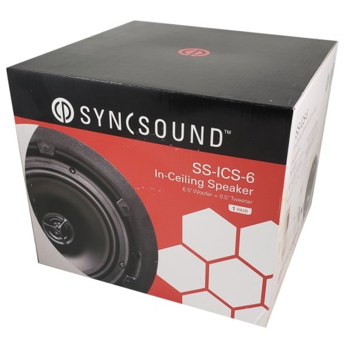 SyncSound SS-ICS-6 Haut-Parleurs Plafond Encastres 6.5" 2 Voies 70 Watts 8 Ohms Vendu En Paire Blanc Sans Bordure