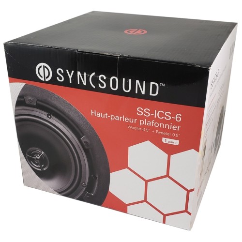 SyncSound SS-ICS-6 Haut-Parleurs Plafond Encastres 6.5" 2 Voies 70 Watts 8 Ohms Vendu En Paire Blanc Sans Bordure