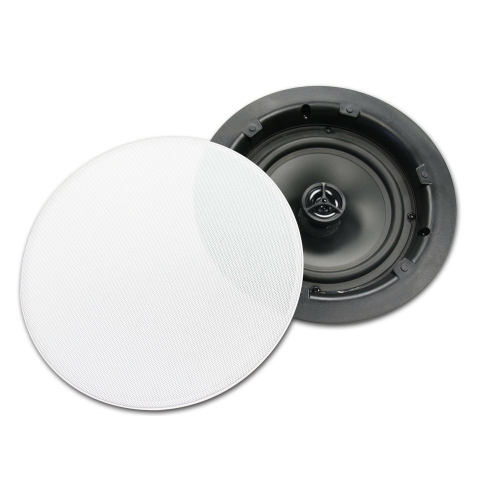 SyncSound SS-ICS-8 2-Way In-Ceiling Speakers 8'' 90 Watts 8 Ohms Sold As A Pair White Frameless