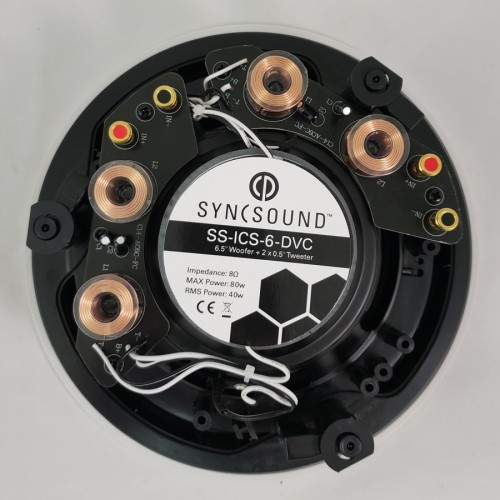 SyncSound SS-ICS6-DVC 6.5" Stereo In-Ceiling 80 Watts 8 Ohms Speaker White 1 Unit