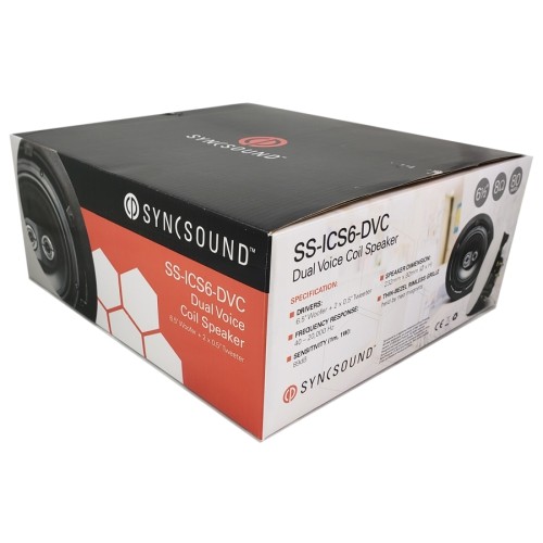 SyncSound SS-ICS6-DVC 6.5" Stereo In-Ceiling 80 Watts 8 Ohms Speaker White 1 Unit