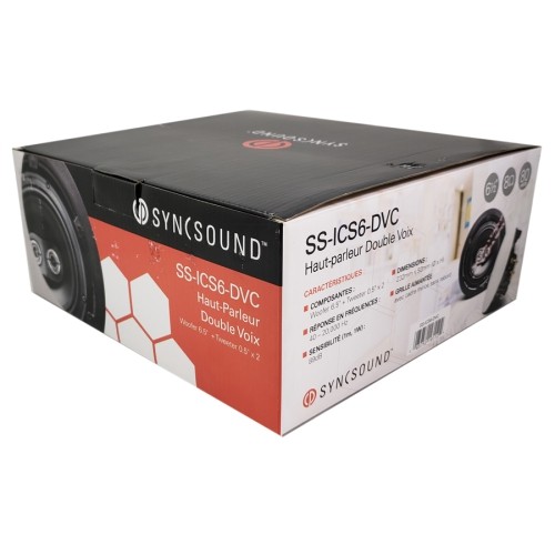 SyncSound SS-ICS6-DVC 6.5" Stereo In-Ceiling 80 Watts 8 Ohms Speaker White 1 Unit