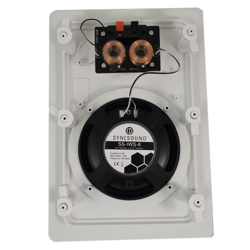 SyncSound SS-IWS-6 6.5" In-Wall 70 Watts 8 Ohms Speakers White 1 Pair