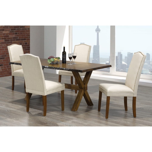 Walnut Finish Live Edge Wood Contemporary Dining Table Seats 6