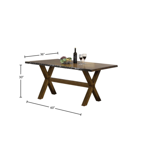 Walnut Finish Live Edge Wood Contemporary Dining Table Seats 6