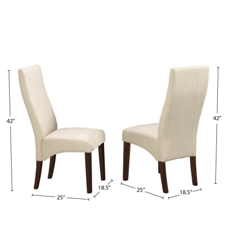 Walnut Finish Wood with Beige Linen-Style Fabric Contemporary Parson Dining Chairs 2/box