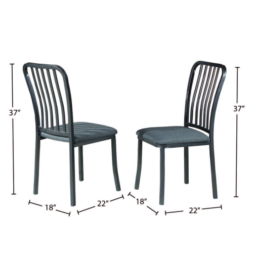 Fini en métal gris avec sièges en lin gris Chaises de salle à manger traditionnelles à dossier à lattes 2 / boîte