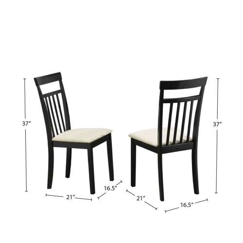 Cappuccino Finish Wood Leg with White Velvet-Style Fabric Traditional Slat Back Dining Chairs 2/box