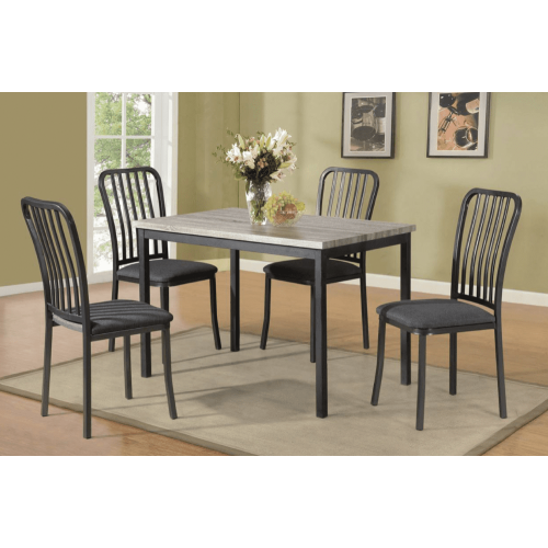 Grey Metal Finish with Grey Linen Seating Traditional Slat Back Dining Chairs 2/box