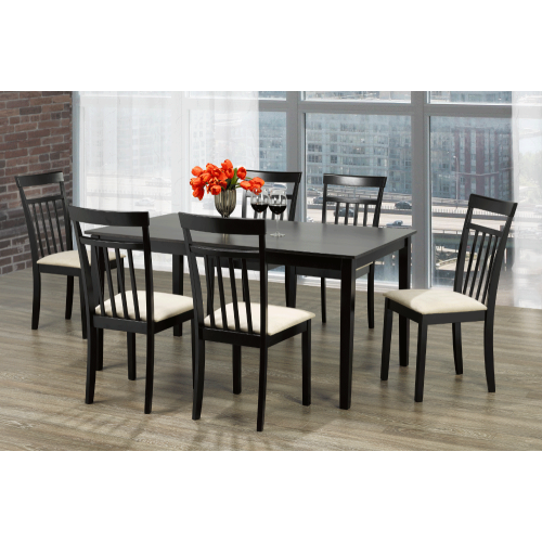 Espresso Finish Wood Classic Casual Dining Table Seats 6