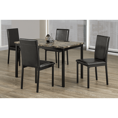 Black Leatherette Contemporary Dining Chairs with Black Metal Legs Comes Fully Assembled 2/box