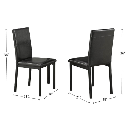 Black Leatherette Contemporary Dining Chairs with Black Metal Legs Comes Fully Assembled 2/box