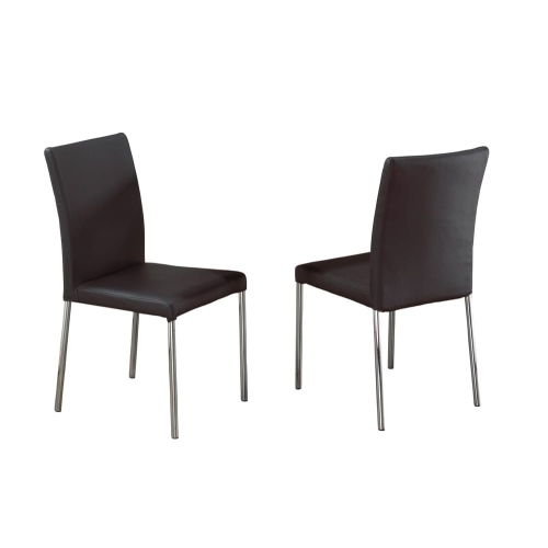 Black Leatherette Contemporary Dining Chairs with Chrome Finish Metal Legs 2/box