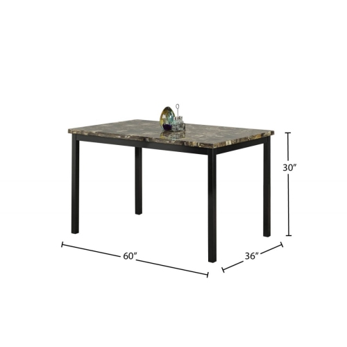 Faux Marble Finish Metal Contemporary Dining Table Seats 6