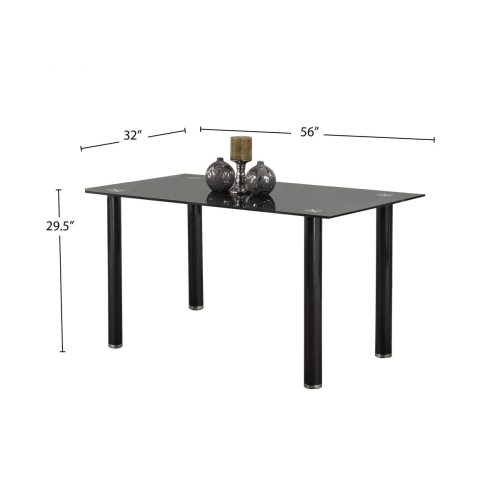 Modern 7 Piece Dining Set Black Tempered Glass Table with Black Metal Finish