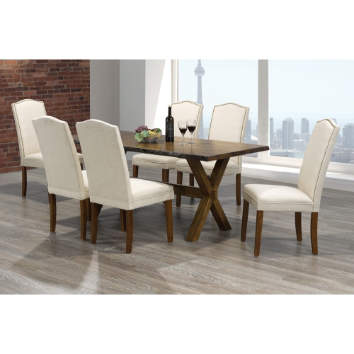 Walnut Finish Live Edge Wood Contemporary Dining Table Seats 6