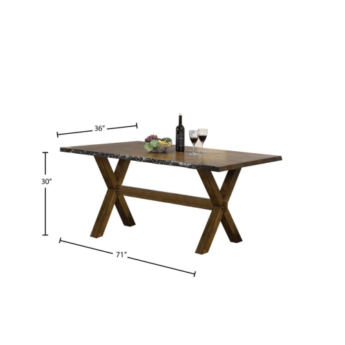 Walnut Finish Live Edge Wood Contemporary Dining Table Seats 6