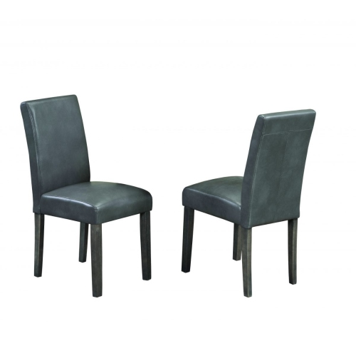 TITUS FURNITURE  Bonded Leather With Wood Legs Contemporary Parsons Dining Chair 2/box In Grey