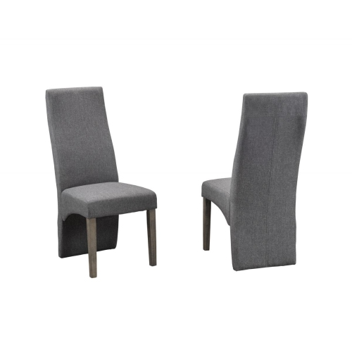 Grey Linen Fabric with Grey Wood Legs Contemporary Parsons Dining Chair Includes High Back 2/box