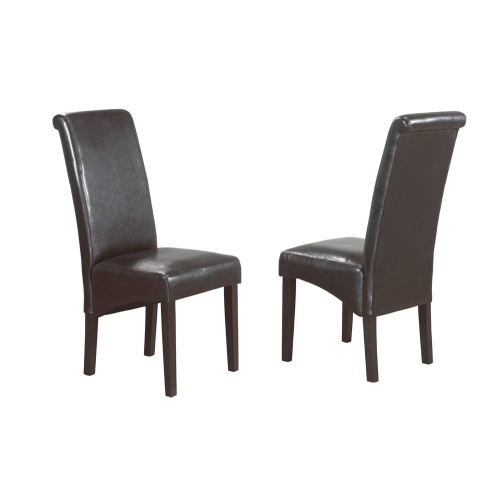 Espresso Bonded Leather with Espresso Wood Legs Contemporary Parsons Dining Chair 2/box