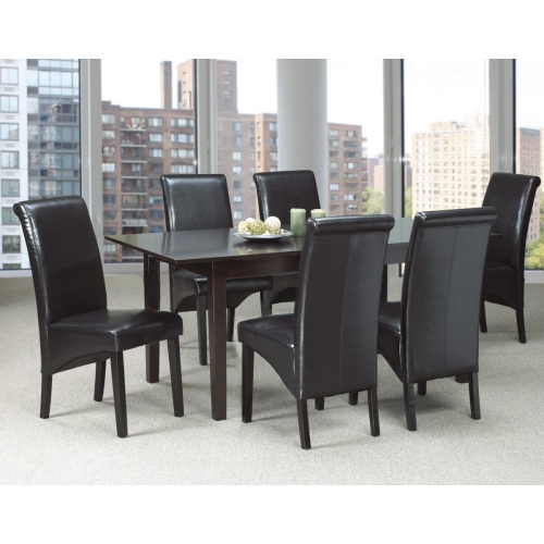 Espresso Bonded Leather with Espresso Wood Legs Contemporary Parsons Dining Chair 2/box