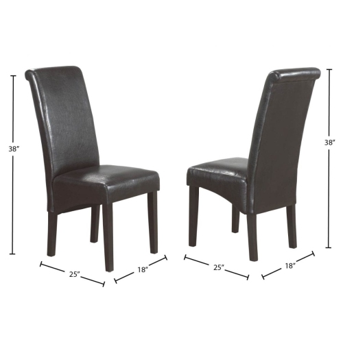 Espresso Bonded Leather with Espresso Wood Legs Contemporary Parsons Dining Chair 2/box