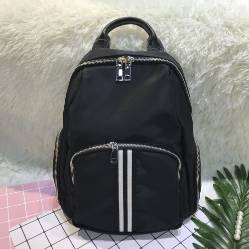 black backpack with silver zippers