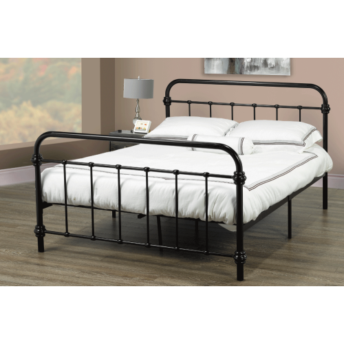 TITUS FURNITURE  Metal Finish Depression Era 54"double Platform Bed With Metal Mattress Support. No Boxspring Required In Black