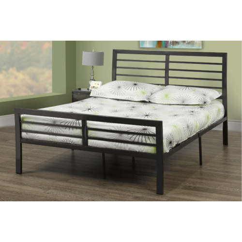 TITUS FURNITURE  Finish Metal Contemporary 54" Double Platform Bed With Metal Mattress Support No Boxspring Required In Charcoal
