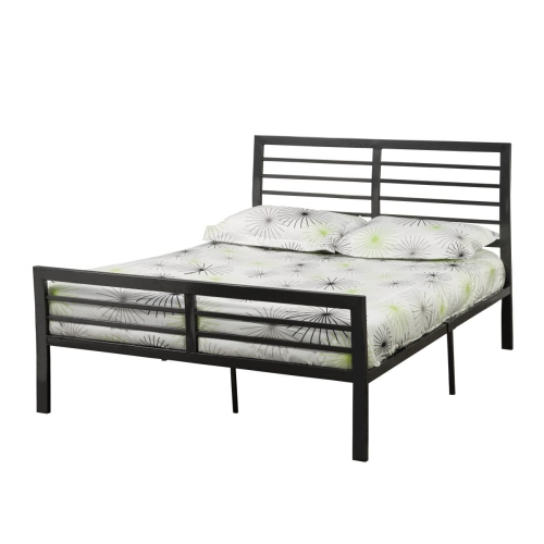 TITUS FURNITURE  Finish Metal Contemporary 60" Queen Platform Bed With Metal Mattress Support No Boxspring Required In Charcoal