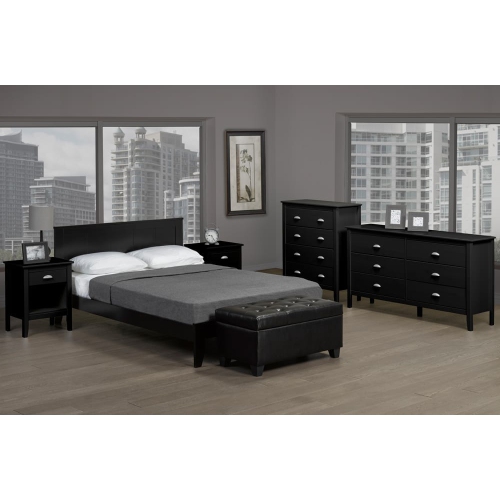 54" Double Espresso Wood Frame Traditional Platform Bed with Slats No Boxspring Required