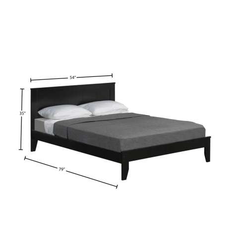 54" Double Espresso Wood Frame Traditional Platform Bed with Slats No Boxspring Required