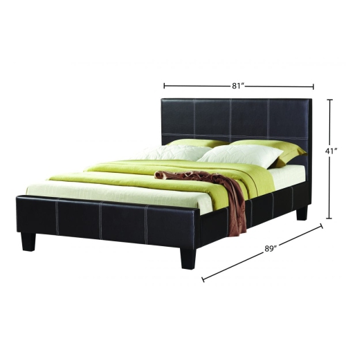 Espresso Bonded Leather Contemporary 78" King Platform Bed Slats Included No Boxspring Required
