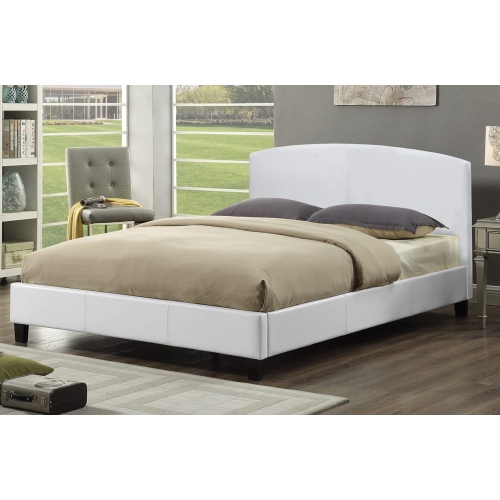 39" Single White Leatherette Contemporary Platform Bed with Slats No Boxspring Required