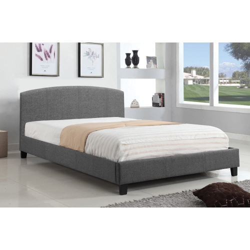 Grey Linen Fabric Contemporary Fully Upholstered 39" Single Platform Bed Slats Included No Boxspring Required