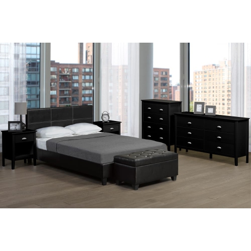 Espresso Bonded Leather Contemporary 39" Single Platform Bed Slats Included No Boxspring Required