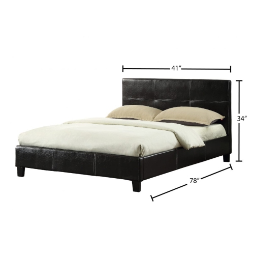 Espresso Bonded Leather Contemporary 39" Single Platform Bed Slats Included No Boxspring Required