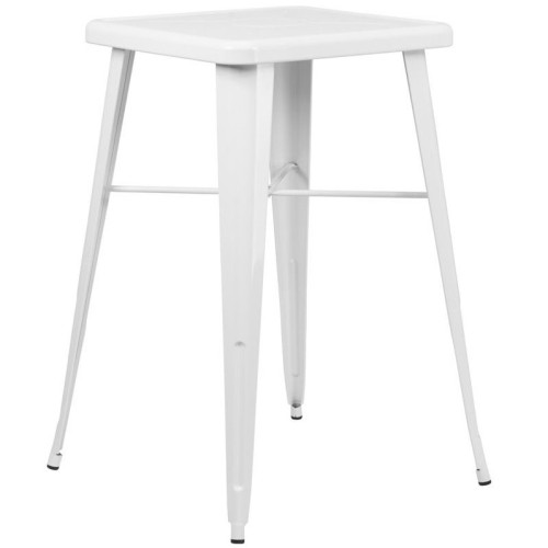 FLASH FURNITURE  Metal Square Bar Table In White