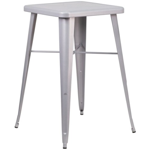 FLASH FURNITURE  Metal Square Bar Table In Silver The footprint for the tables is not very large