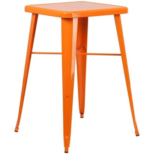 FLASH FURNITURE  Metal Square Bar Table In Orange Great table , needed extra seating in my gazebo and this table did the trick just add stools , looks great, easy to put together, many compliments