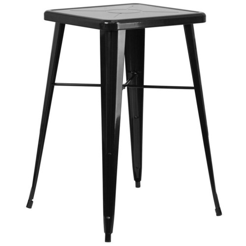 Flash Furniture Metal Square Bar Table in Black