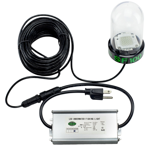 HYDRO GLOW  Sf100G 100W-120Vvac Underwater Dock Light - Anchored to Bottom In Green